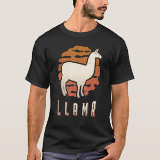 Camiseta Llama Vintage Retro Classic Animal Sunset