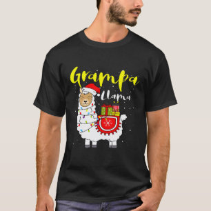 Camiseta Llama Vovô Luzes Chapéu de Papai Noel Xmas Pijama