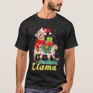 Camiseta Llama Vovô Usa Chapéu de Papai Noel Roupa de Pijam