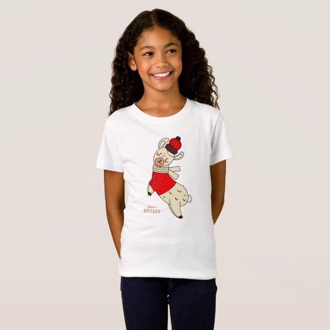 Camiseta Llama World Cute Llama Personalizou o nome da cria (Frente Completa)