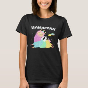 Camiseta Llamacorn Desenho de Llama Unicórnio Fofo para Men