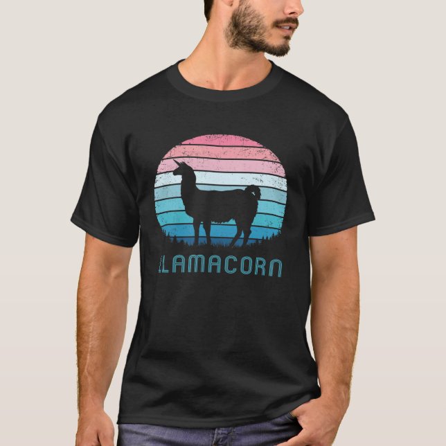 Camiseta Llamacorn Retro   Llama Sem Prob   Unicórnio Alpac (Frente)
