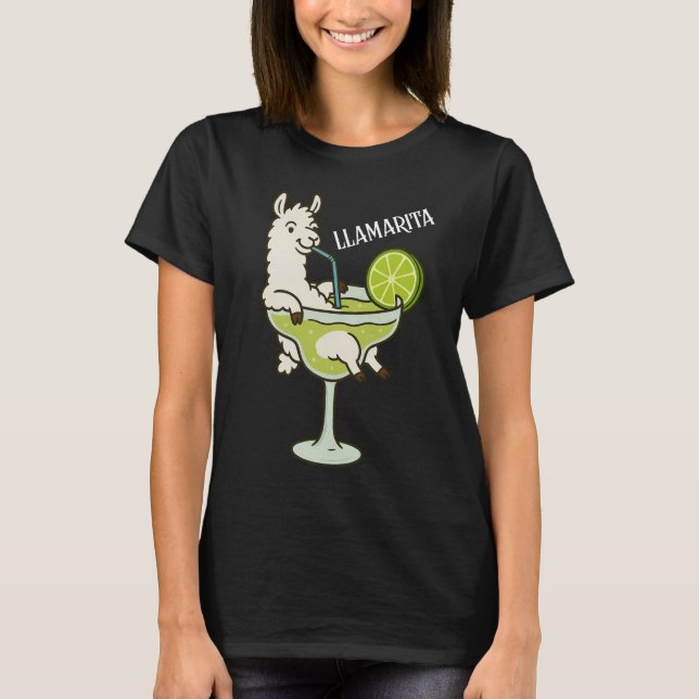 Camiseta Llamarita Llama em um vidro margarita (Frente)