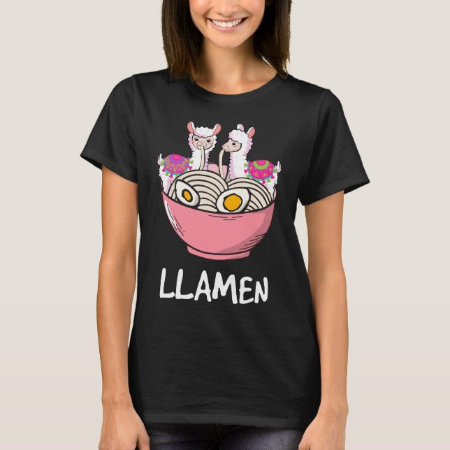 Camiseta Llamen Llama Comendo Ramen (Frente)