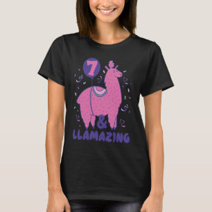Camiseta Llaming 7 Birthday, 7 Anos Llama Girls Kid
