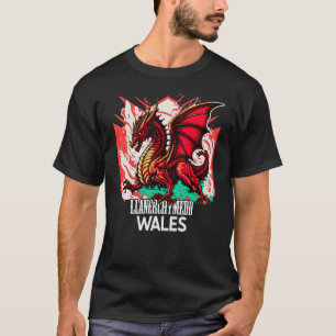 Camiseta Llanerchymedd Wales Welsh Flag Y Ddraig Goch Drago