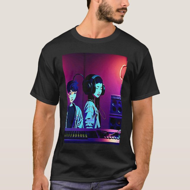 Camiseta Lo fi hip hop chillhop chill bate estúdio aestheti (Frente)