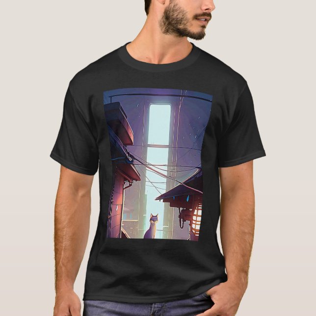 Camiseta Lo fi hip hop chillhop chill beats aesthetics cat  (Frente)