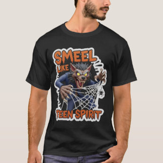 Camiseta Lobisomem de desenho humorístico com CHEIRO COMO E