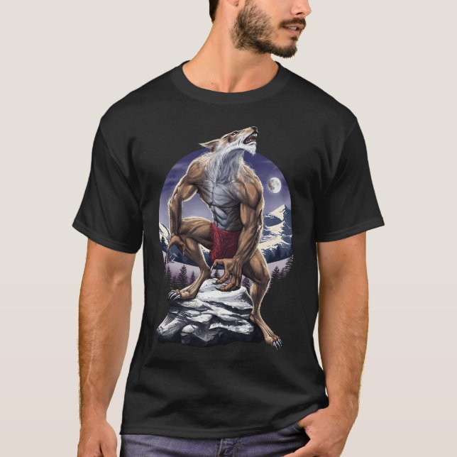 Camiseta Lobisomem Uivando à Lua Cheia (Frente)