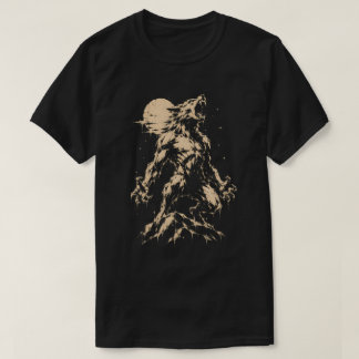 Camiseta Lobisomem Uivando para a Lua - Gráfico de Hallowee