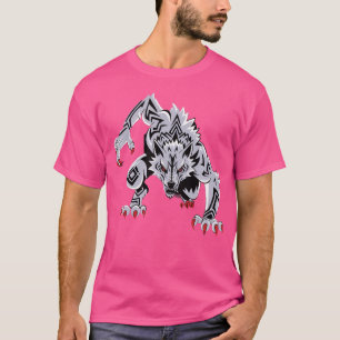 Camiseta Lobisomem Vermelho Negro Engraçado, Agressivo Lobo