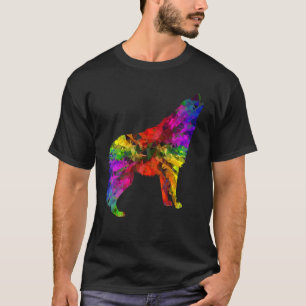 Camiseta Lobo Abstrato Cromático Arte de Lobo em Aquarela G