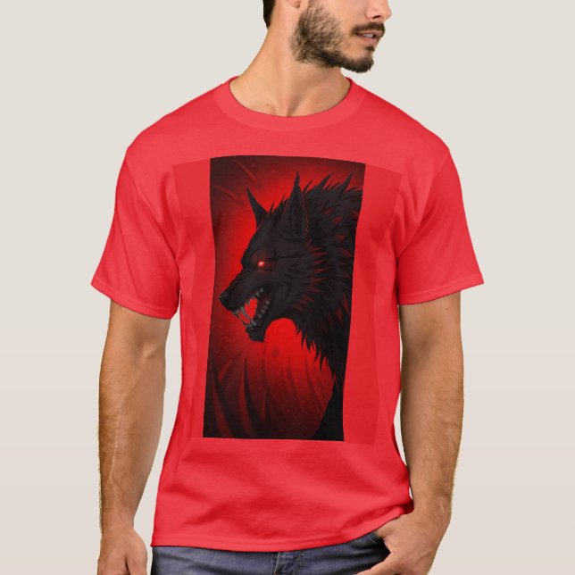 Camiseta "Lobo Alfa Demônico - Arte Furtiva de Olhos Vermel (Frente)