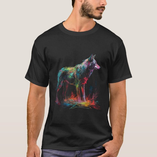 Camiseta Lobo-animal colorido (Frente)
