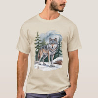 Lobo Aquarela do Inverno Retrô Vida Selvagem dos A