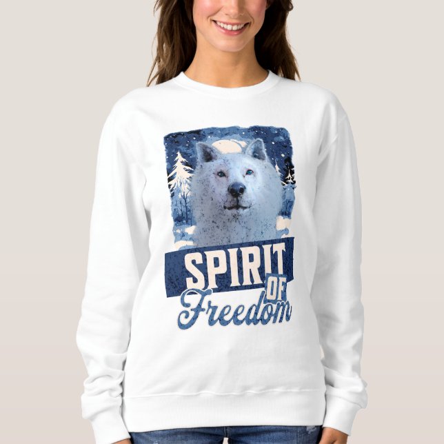 Camiseta Lobo Ártico Espírito de Liberdade Desenho de Vida  (Frente)