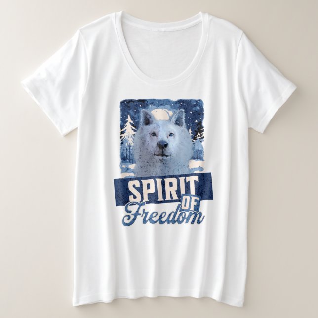 Camiseta Lobo Ártico Espírito de Liberdade Desenho de Vida  (Frente do Design)