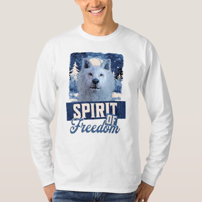 Camiseta Lobo Ártico Espírito de Liberdade Design de Vida S (Frente)