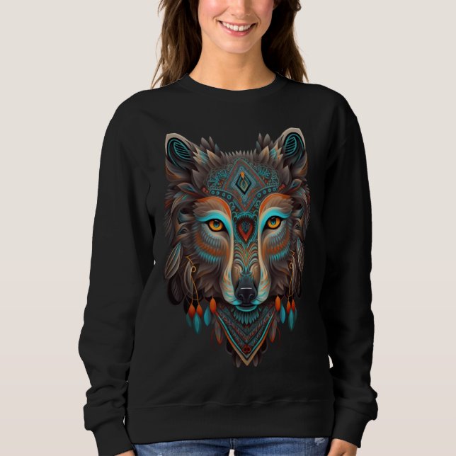 Camiseta Lobo Azteca Mexicano Tradicional Antigo Azteca Méx (Frente)