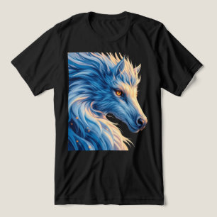 Camiseta Lobo Azul Majestoso com Olhos Brilhantes - Arte Fa