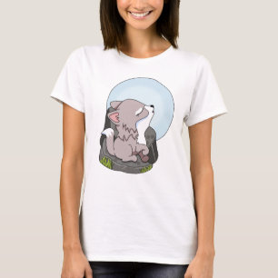 Camiseta Lobo Bebê Uivando Para a Lua