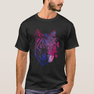 Camiseta Lobo bissexual, Wolf Floral, Bissexualidade, Orgul