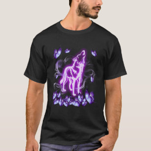 Camiseta Lobo borboleta roxa mágica lobo