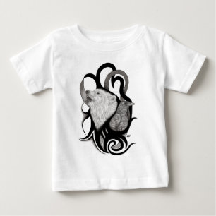 Camiseta Lobo Branco com Arte Tribal Raven