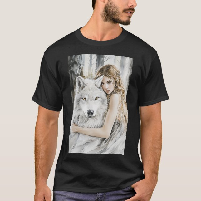 Camiseta Lobo Branco e Rapariga (Frente)