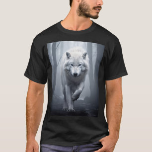Camiseta Lobo Branco na Floresta Foggy