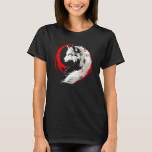 Camiseta Lobo Branco Vermelho Lunar