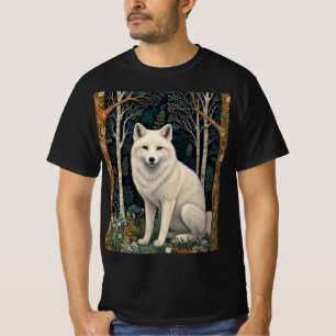Camiseta Lobo branco vintage boho floresta de madeira 