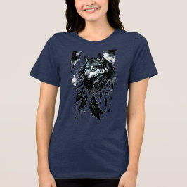 Camiseta lobo, caçador de sonhos, amuleto, talismã