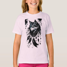 Camiseta lobo, caçador de sonhos, amuleto, talismã