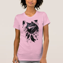 Camiseta lobo, caçador de sonhos, amuleto, talismã