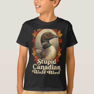 Camiseta Lobo Canadense Estúpido Pássaro Divertido Retro Am