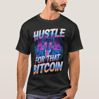 Camiseta Lobo Chefe da Corrida Bitcoin Moeda Digital Grind