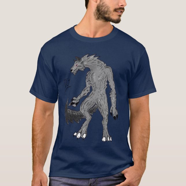 Camiseta Lobo-Cinza legal com Camisa-T de Homens Vermelhos (Frente)