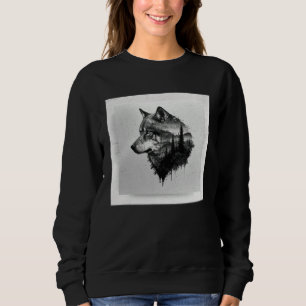 Camiseta Lobo Cinza Pintura de Manchas Guerreiro Animal Sel