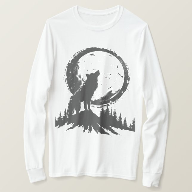 Camiseta Lobo Clássico ao Luar (Frente do Design)