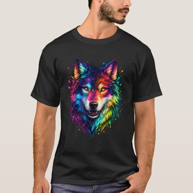 Camiseta Lobo Colorido (Frente)
