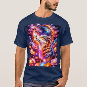 Camiseta Lobo Colorido abstrato