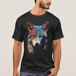 Camiseta Lobo colorido - motif de arte animal