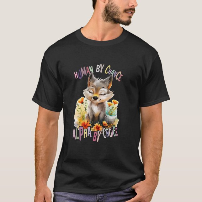 Camiseta lobo com flores lobos giros lua alfa por (Frente)