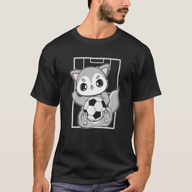 Camiseta Lobo Com Futebol De Futebol (Frente)