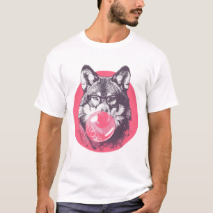 Camiseta Lobo com óculos e pastilha elástica