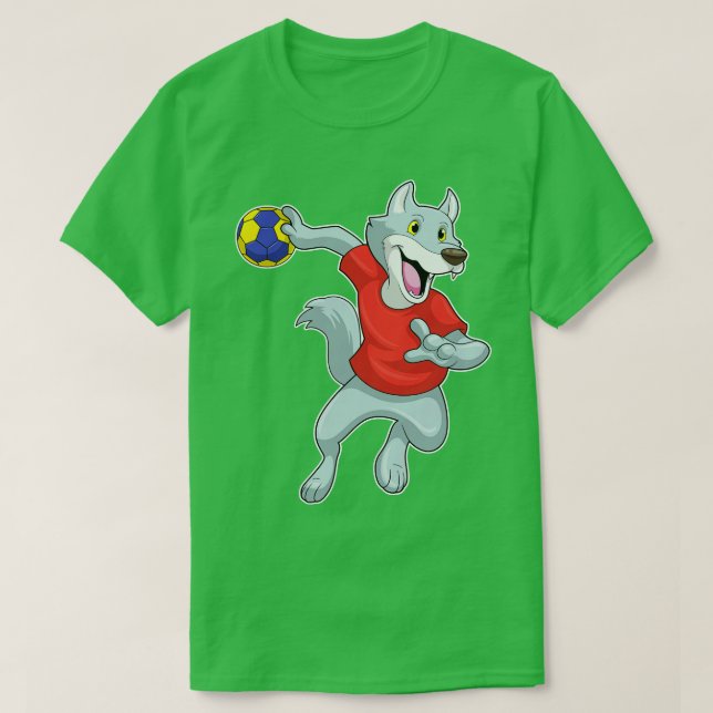 Camiseta Lobo como jogador de handebol com Handball (Frente do Design)