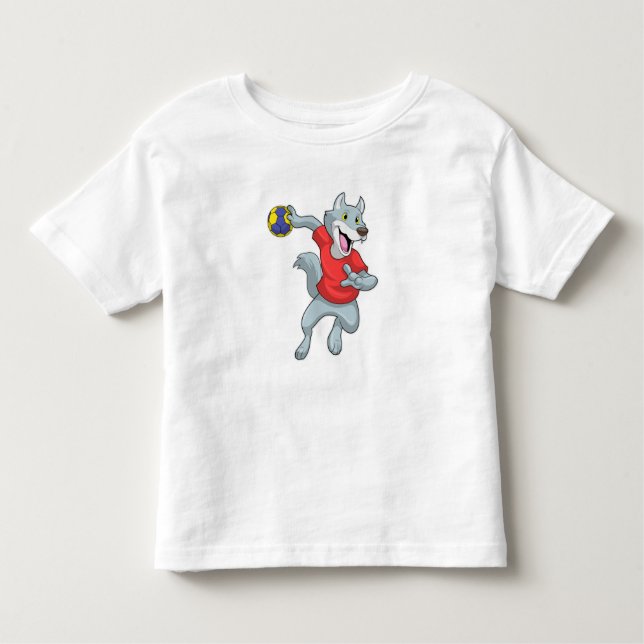 Camiseta Lobo como jogador de handebol com Handball (Frente)