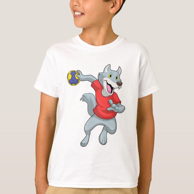 Camiseta Lobo como jogador de handebol com Handball (Frente)